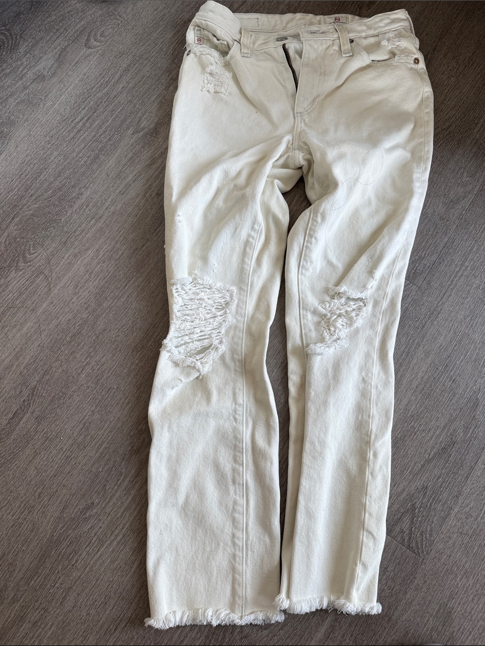 AG Adriano Goldschmied White Distressed Skinny Jeans